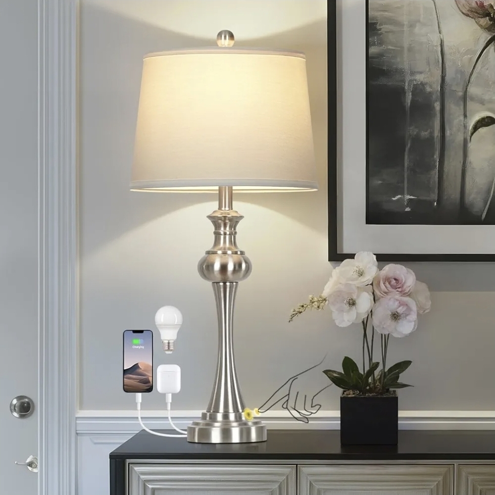 28.75" Vintage Silver Table Lamp  for Living Room,Touch Lamp